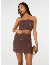 Sequin Embroidered Bandeau Top