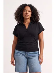 Black Knitted Plus Size Blouse - 5