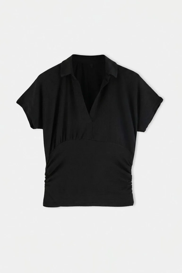 Black Knitted Plus Size Blouse - 1