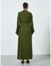 Women Solid Long Sleeve Abaya and Dress Modest Set - 5