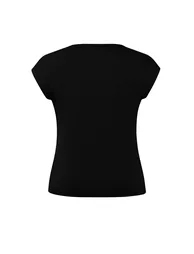 Black Viscose Ribbed Flexible Comfortable Basic Knitted Plus Size Blouse - 2