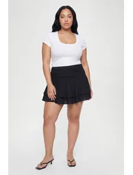 Plus Layered Ruffle Skort - black