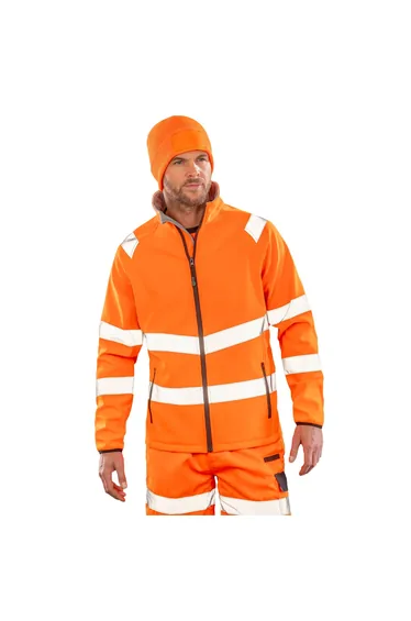 Result Genuine Recycled Mens Softshell Printable Safety Jacket - Fluorescent Orange
