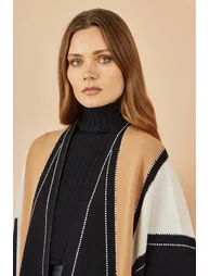 Yumi Brown Colour Block Cape - 2