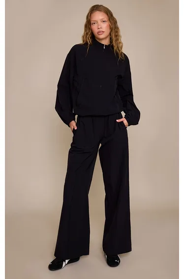 Black Shell Piping Track Pants