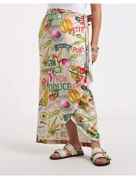 Simply Be Post Card Print Linen Skirt - 2