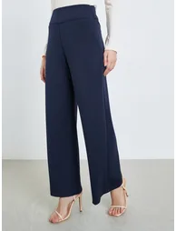 Women Navy Blue Wide Leg Trousers - 1