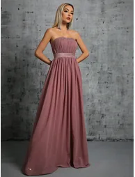 Leely Women's Elegant Strapless Chiffon Maxi Dress - 3