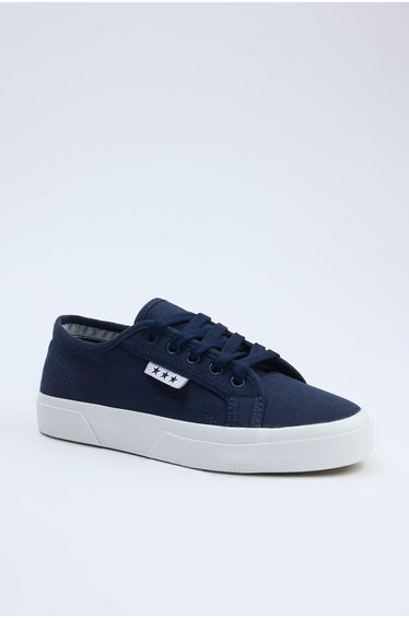 Navy Blue Lace-Up Flat Sole Women's Sports Shoes