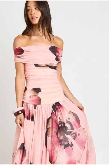 Boohoo Floral Bardot Maxi Dress - blush product thumbnail 4