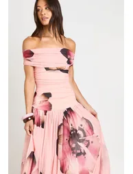 Boohoo Floral Bardot Maxi Dress - blush - 3