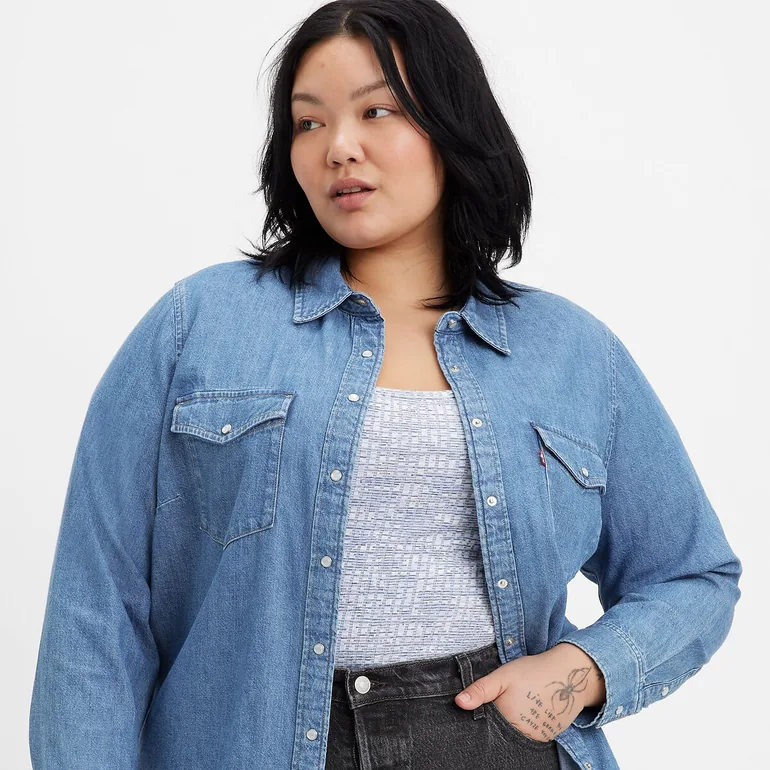 Plus Levis Blue Denim Shirt - 1