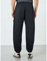 Men Black Cargo Pants with Drawstring - 3
