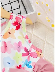 Girls Floral Print Sleeveless Midi Dress - 3