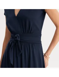 Full Mid-Length Dress with Short Sleeves - 2