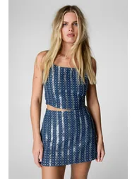 Sequin Denim Corset Top - 2