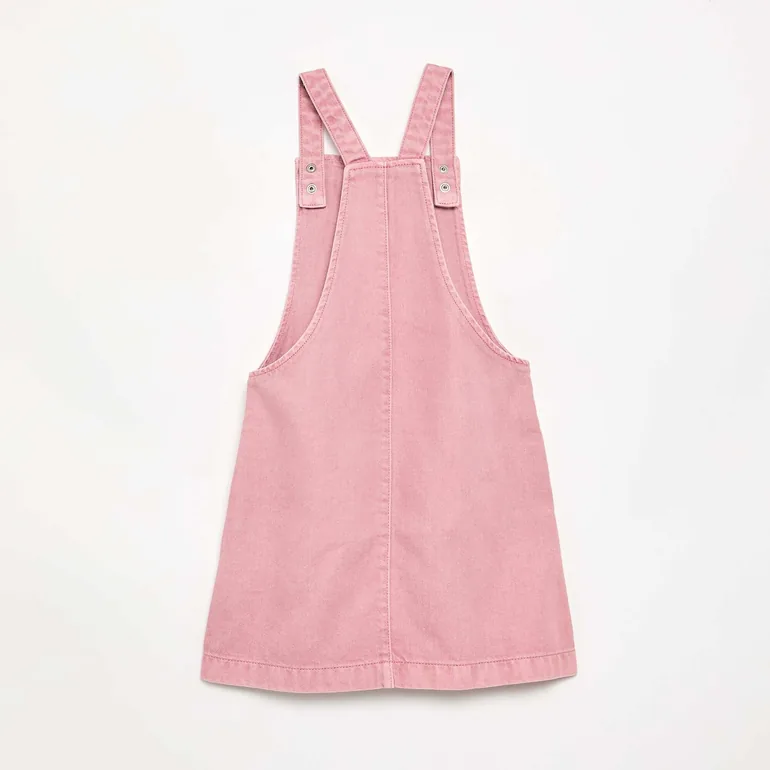 Solid Twill Pinafore Dress PINK - 2
