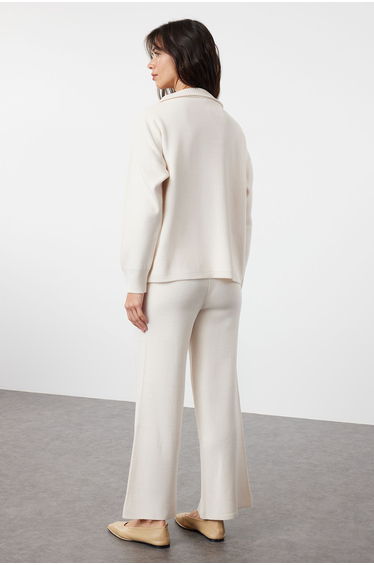 Beige Wide Pattern Knitwear Top-Bottom Set product thumbnail 4