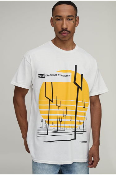 Oversized Muse Symmetry License Print T-Shirt - white