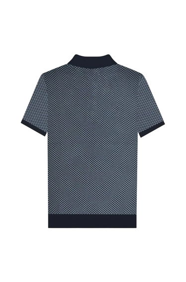 Lambretta Mens Knitted Quarter Zip Polo Shirt - Navy product thumbnail 2