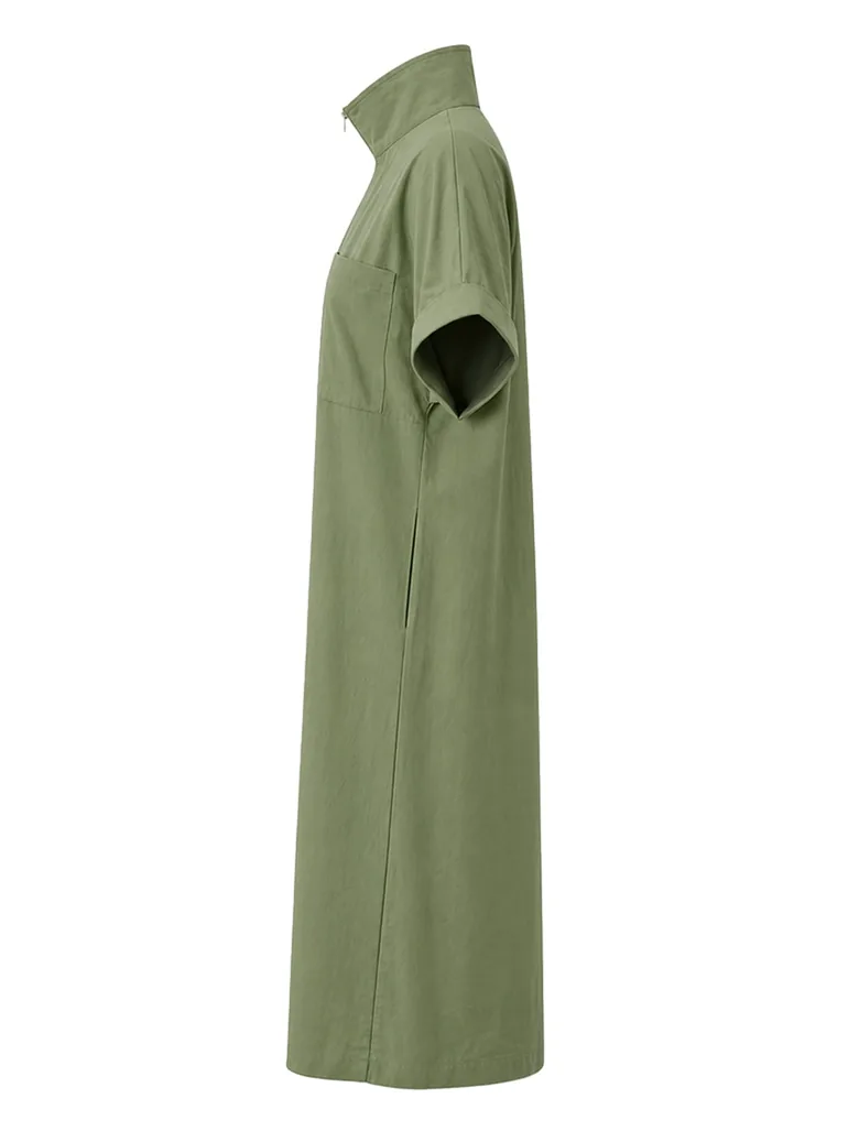Zipper Solid Color Pockets Sleeveless High Waisted V-neck Maxi Dresses - 4