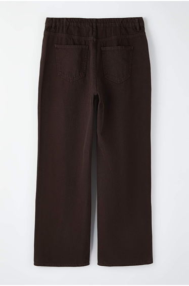 Brown elastic waist and adjustable wide leg large size trousers product thumbnail 4