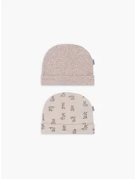 Pack of 2 - Baby Cotton Beanies 0-6 Months