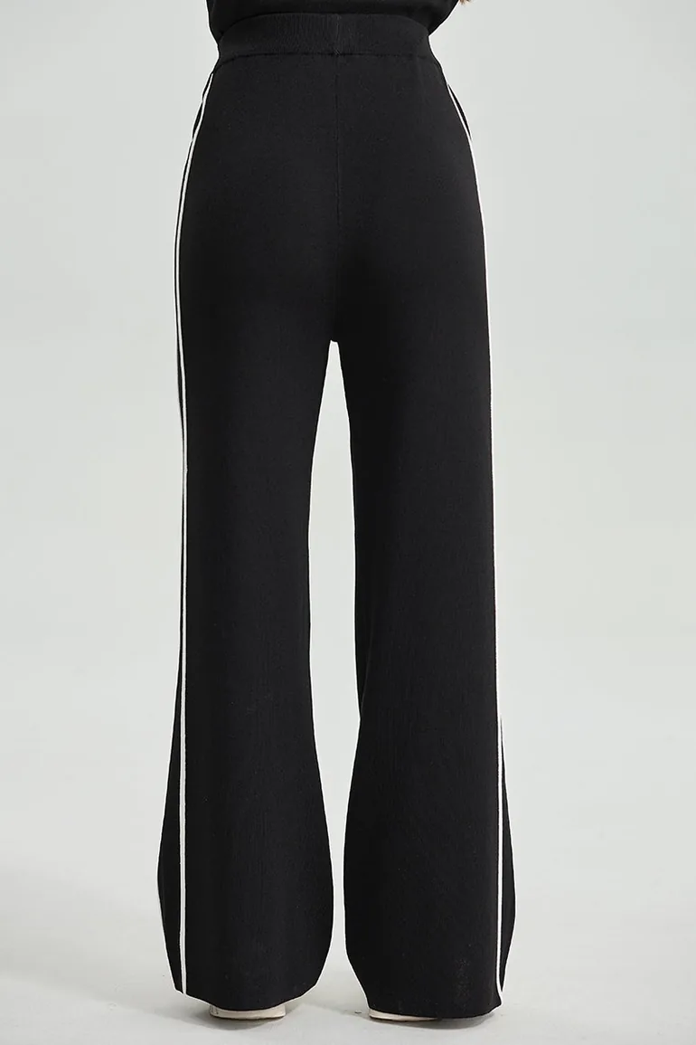 Wide Leg Knit Stripe Pants - 3