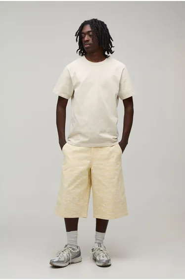 Baggy Longline Camo Twill Short - sand