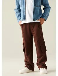 Rae Wide Leg Cargo Jogger - Brown - 3