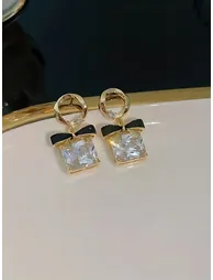 Dangle Earrings with Bow Detail - 2