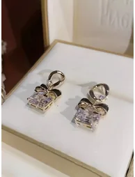 Dangle Earrings with Bow Detail - 4