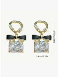 Dangle Earrings with Bow Detail - 3