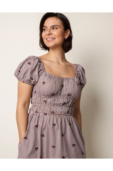 Gingham Milkmaid Midi Dress product thumbnail 3