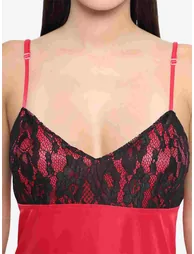Lace Insert V Neck Strappy Babydoll - 5