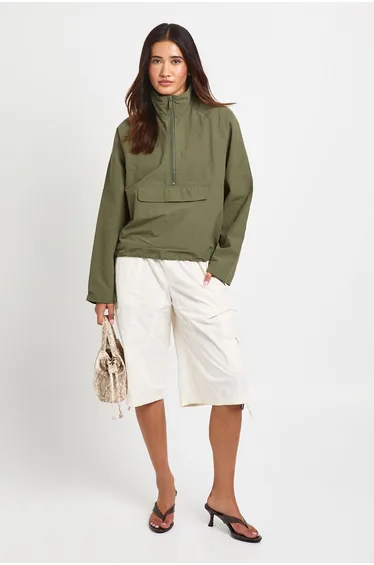 Nylon Pocket Cargo Jort - ecru