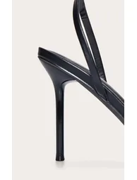Black Round Toe Slim Stiletto Heel Barely There Sandal - 4