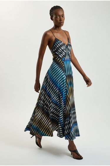 Stripe Strappy Woven Maxi Dress