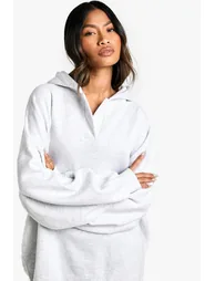 هودي بتصميم واسع بأكمام منفوخة بياقة نوتش - رمادي - 3