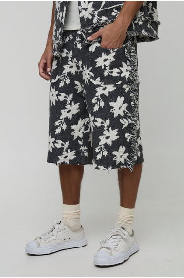 Tall Floral Tapestry Relaxed Fit Shorts - charcoal