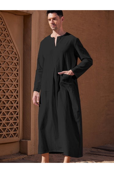 Loose Fit Long Sleeves V-Neck Robe