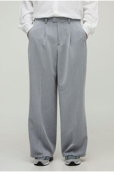 Herringbone Wide Leg Tailored Trouser - grey
