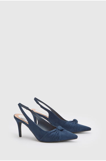 Deja Faux Leather Knot Detail Slingback Stiletto Court Shoes