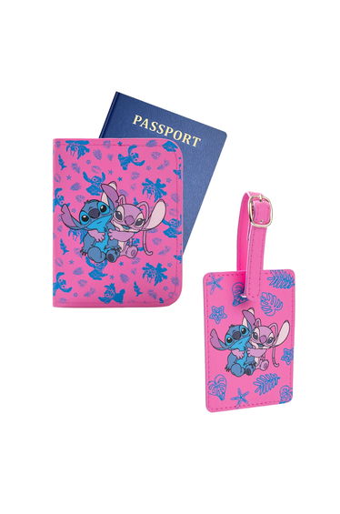 Lilo & Stitch Stitch & Angel Passport Holder and Luggage Tag Set (Pack of 3) - Blue/Pink