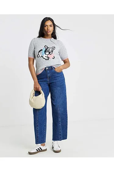 سترة سيمبلي بي رمادي محبوك بأكمام متوسطة الطول