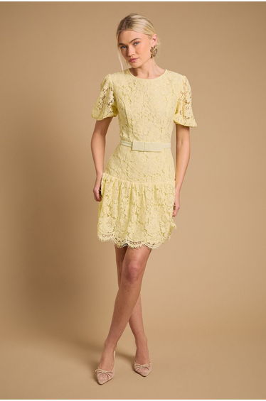 Lace Peplum Hem Mini Dress