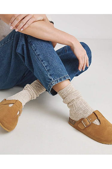 Buckle Footbed Closed Toe Mule Wide Fit