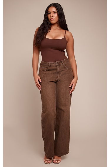 Shape Chocolate Wash Low Rise Washed J'adore Print Wide Leg Denim Jeans