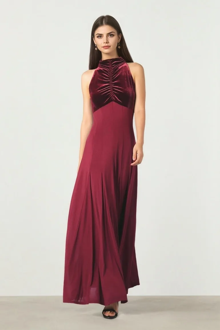 Burgundy Maxi Dress Femi9 Red : Evening Dresses : VogaCloset Iraq
