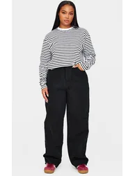 PRETTYLITTLETHING Plus Washed Black Boyfriend Jean - 5